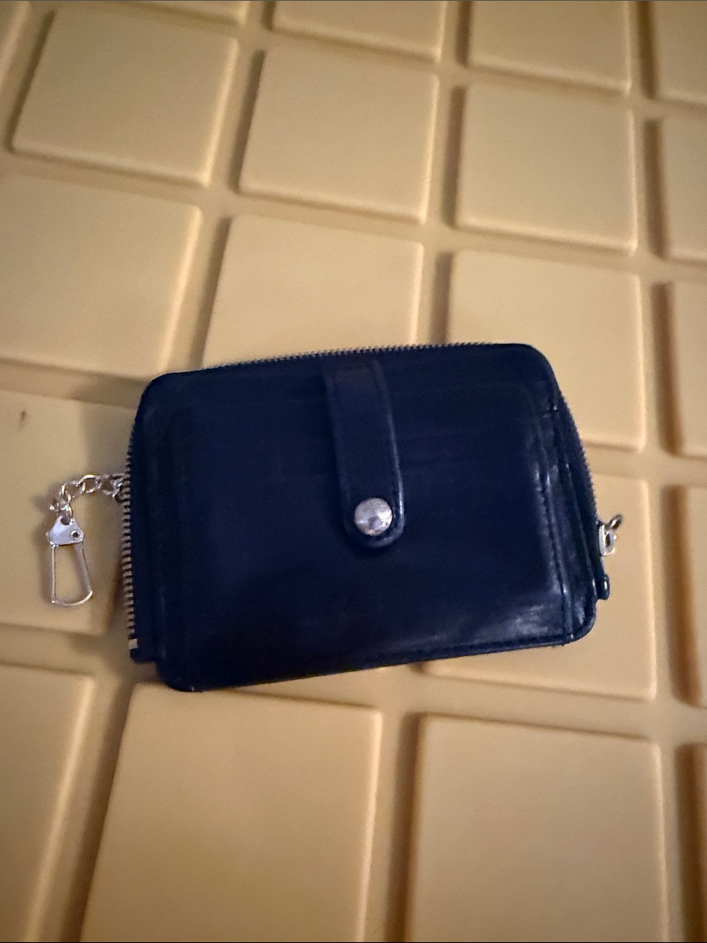 HOBO Black Leather Zip Wallet with Snap and Key Clip